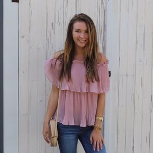 NEW off the shoulder pink ruffle top